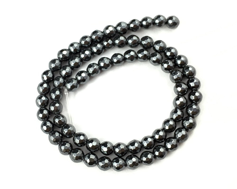 Hématite à facettes 2 mm 3 mm 4 mm 6 mm 8 mm 10 mm 15''