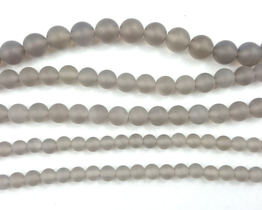 Gray Agate Matte Beads  4mm 6mm 8mm 10mm 12mm 15''