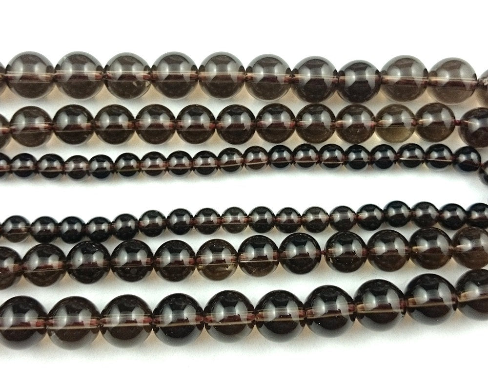 Natural Smoky Quartz Stone Beads  4mm 6mm 8mm 10mm 15''
