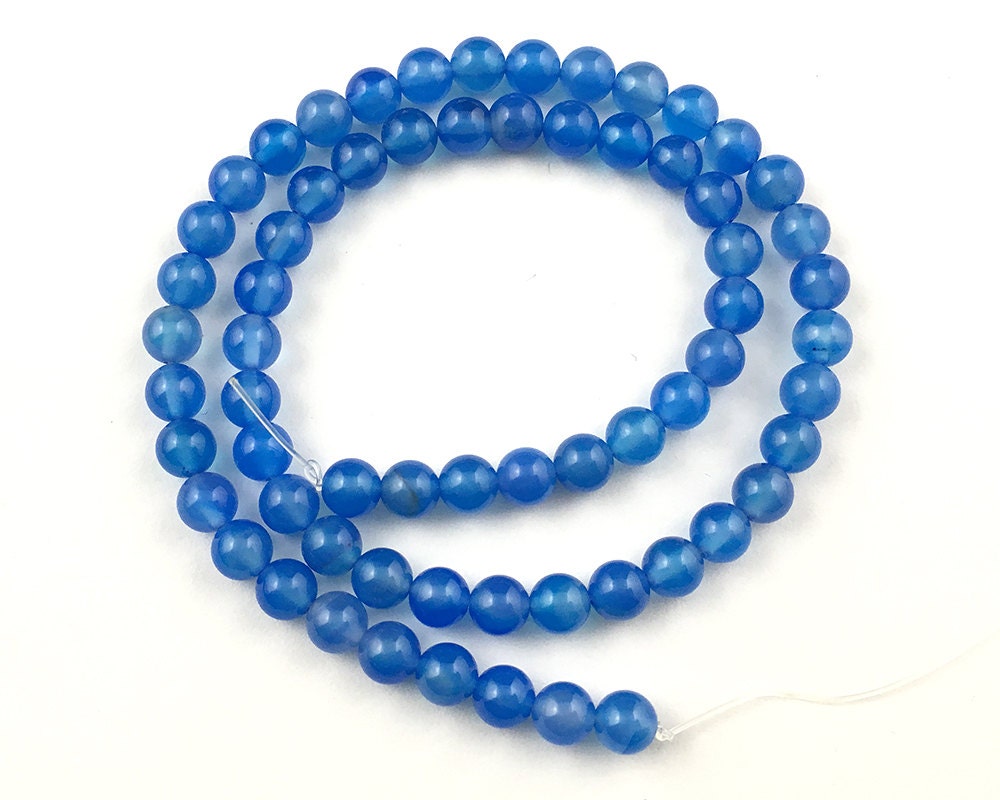 Blue Agate Beads  4mm 6mm 8mm 10mm 12mm 15''